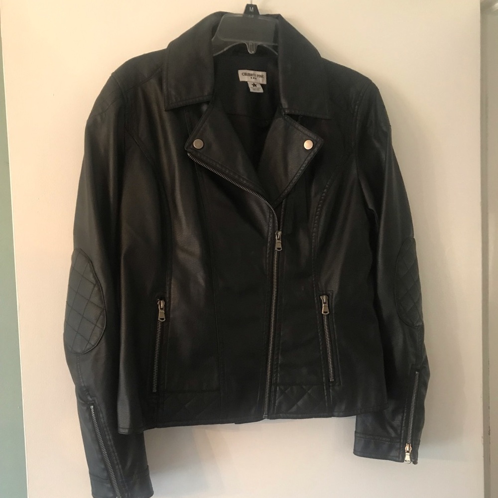 Celebrity Pink faux leather motorcycle jacket